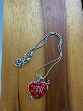 Brighton- Silver Red 'Love' Heart Pendant Necklace
